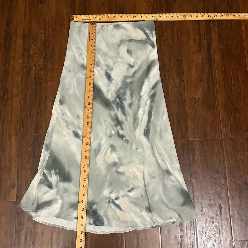 RAILS Anya Satin Midi Skirt Tie Dye Sage Diffusion A-Line Lined NWOT - Picture 11 of 11